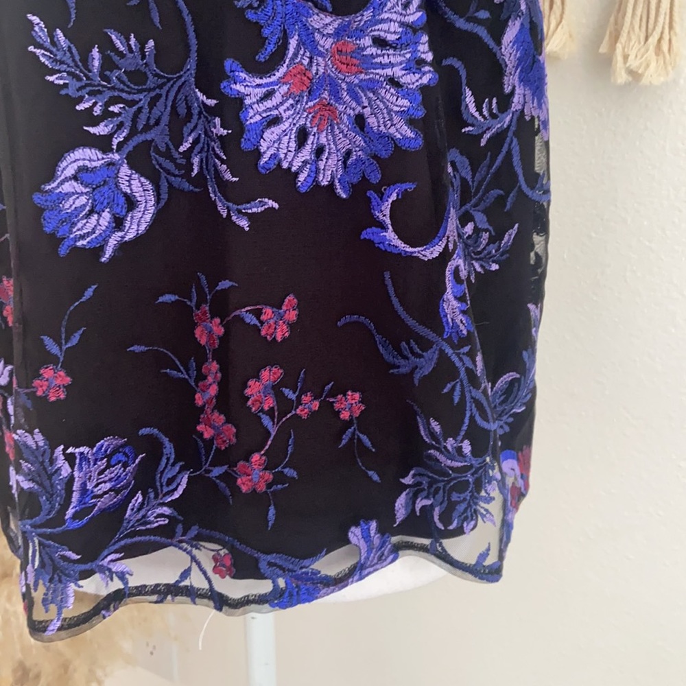 Target a new day black sleeveless top embroidery mesh overlay lace large - Picture 7 of 16